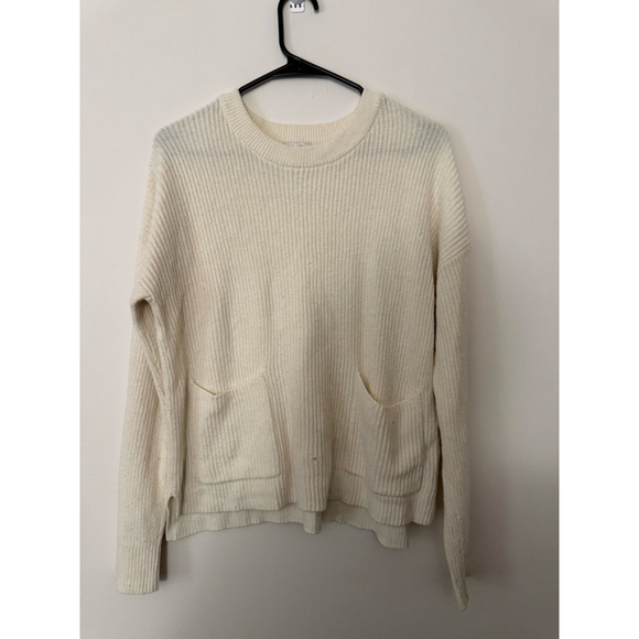 Women's Madewell M Off-White Ribbed Crew Neck Sweater - Picture 2 of 6